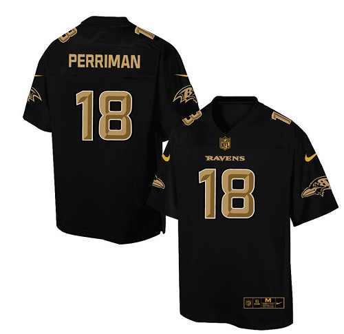 Men's Elite Breshad Perriman Nike Jersey Black - #18 Pro Line Gold Collection NFL Baltimore Ravens